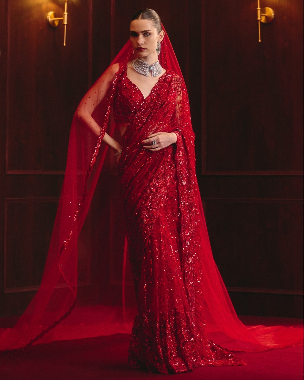 The Sovereign Flame Sari Set