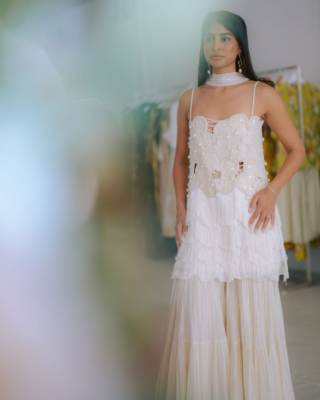 Foret Pearl Embroidered Tunic With Sharara And Style Dupatta