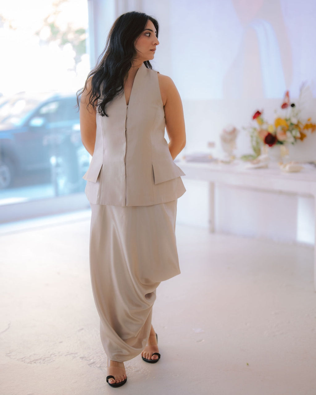 Ivory Waistcoat and Skirt Set