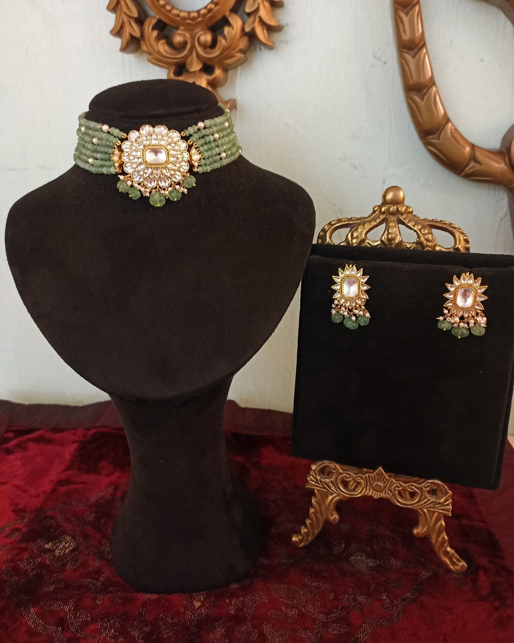Green Emerald Beads Choker Set