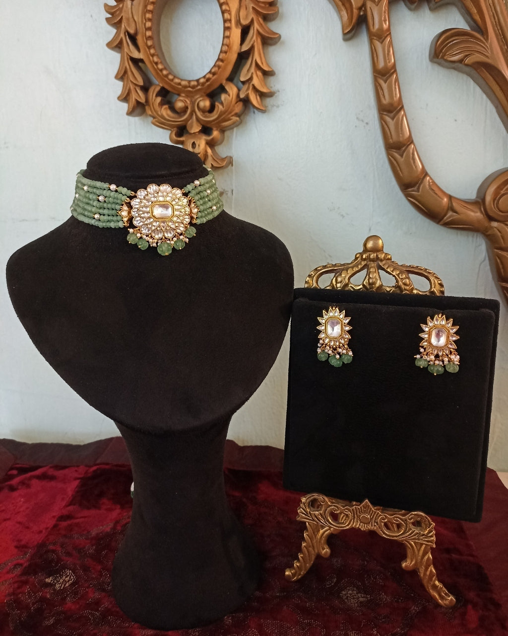 Green Emerald Beads Choker Set