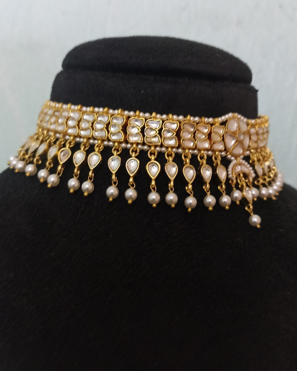 Golden Cascade Kundan Necklace Set