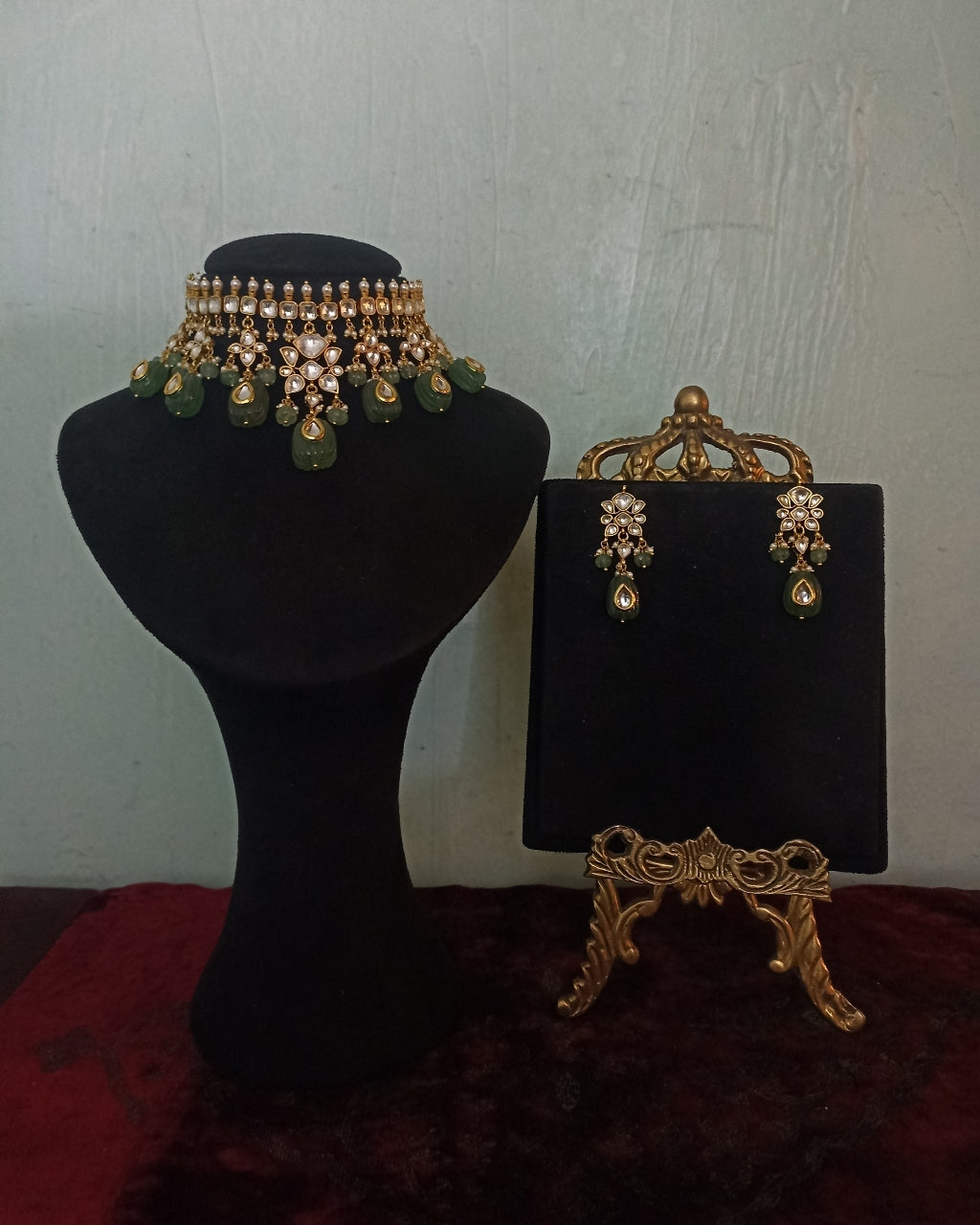 Adhuri Emerald Drops Necklace Set
