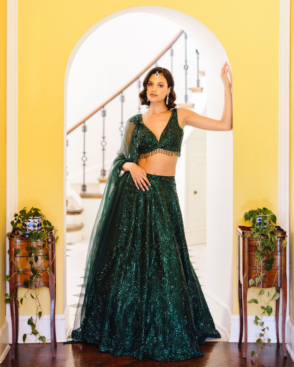 Emerald Green Glam Lehenga | Custom Indian Bridal Wear 3XL / 46 Emerald Green Glam Lehenga | Custom Indian Bridal Wear 3XL / 46