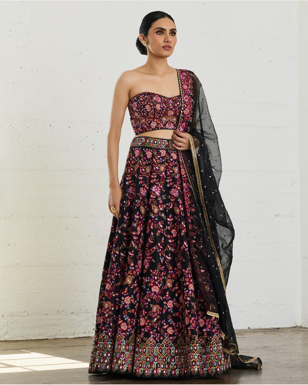 Black Corset Ebony Lehenga