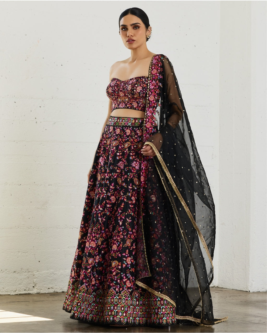 Black Corset Ebony Lehenga