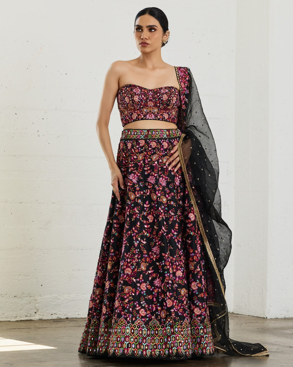 Black Corset Ebony Lehenga