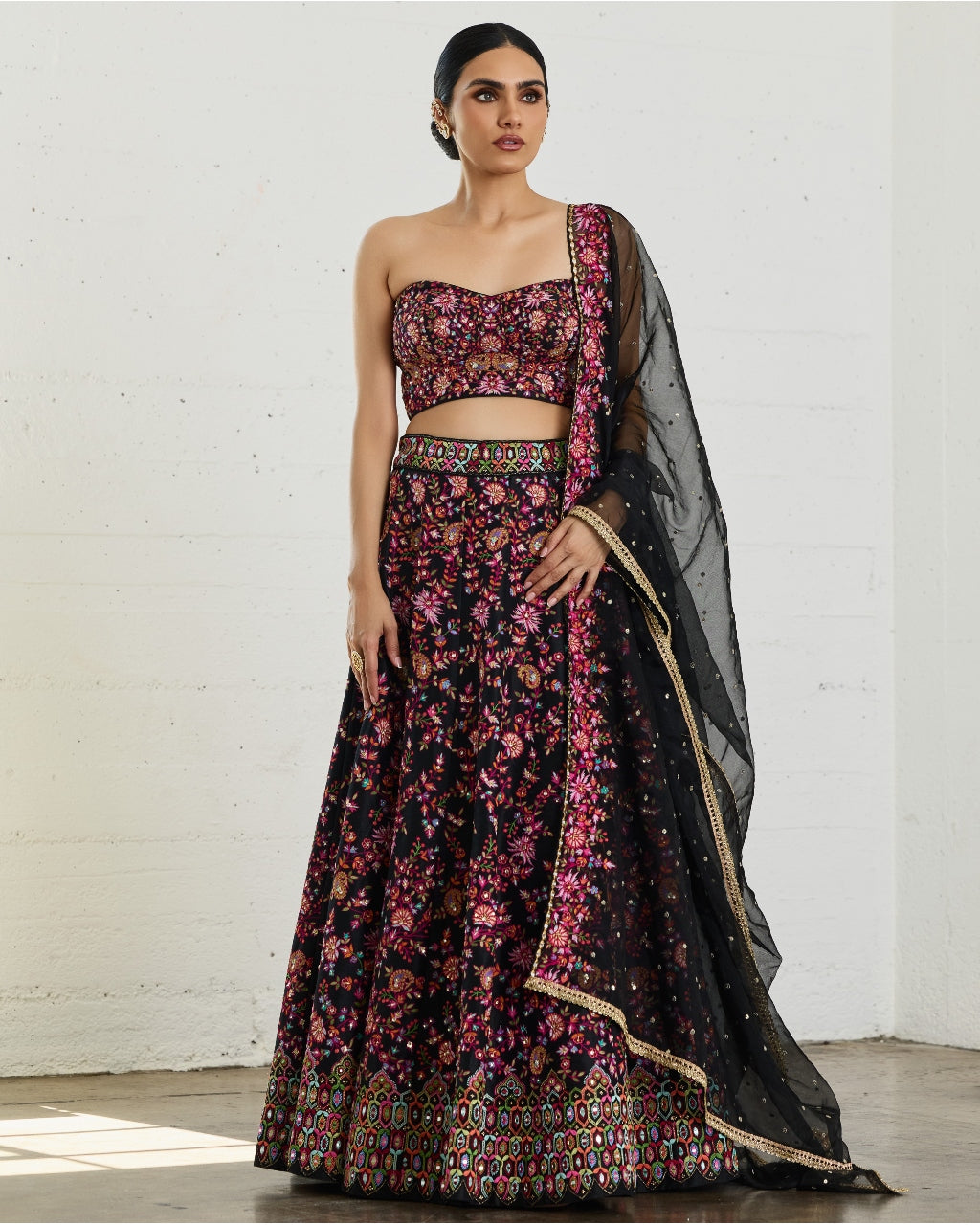 Black Corset Ebony Lehenga