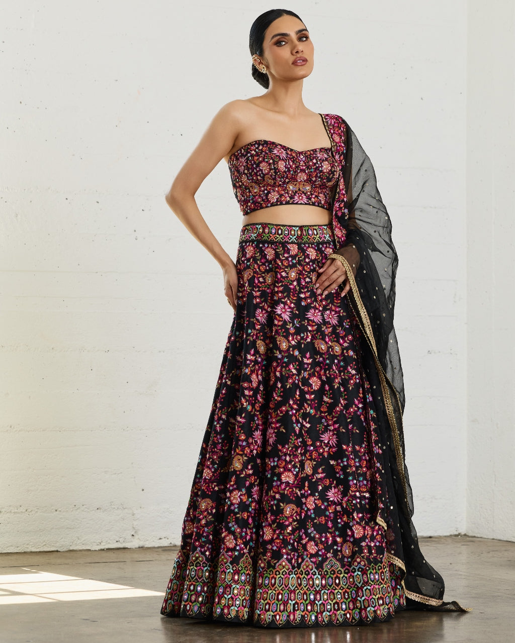 Black Corset Ebony Lehenga