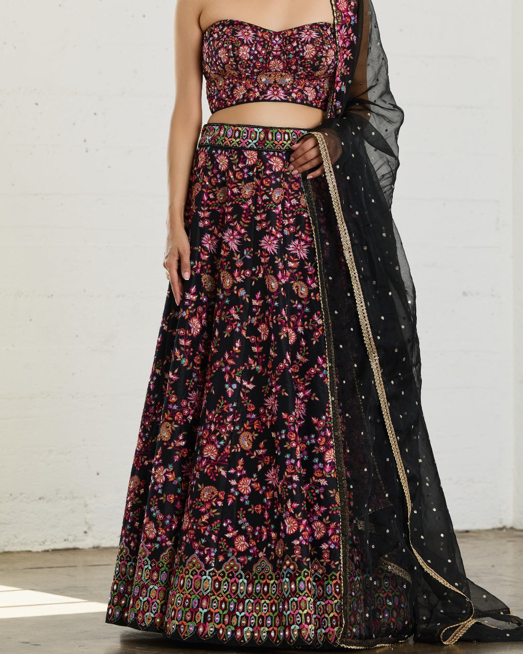 Black Corset Ebony Lehenga