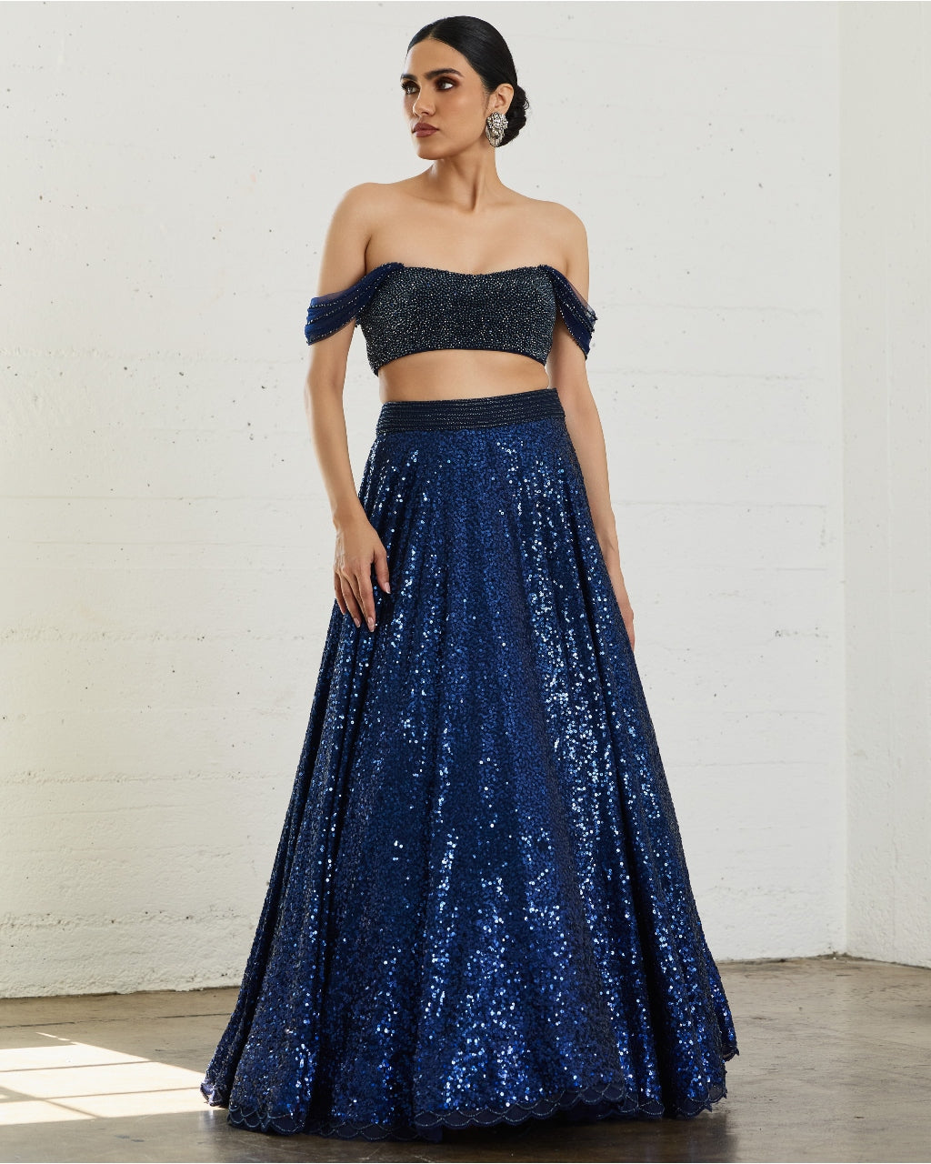 Midnight Blue Sequins Lehenga