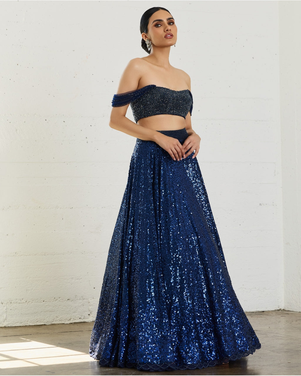 Midnight Blue Sequins Lehenga
