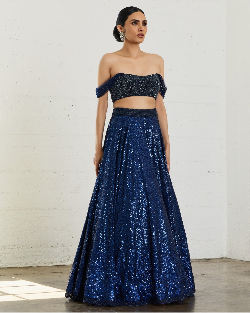 Midnight Blue Sequins Lehenga