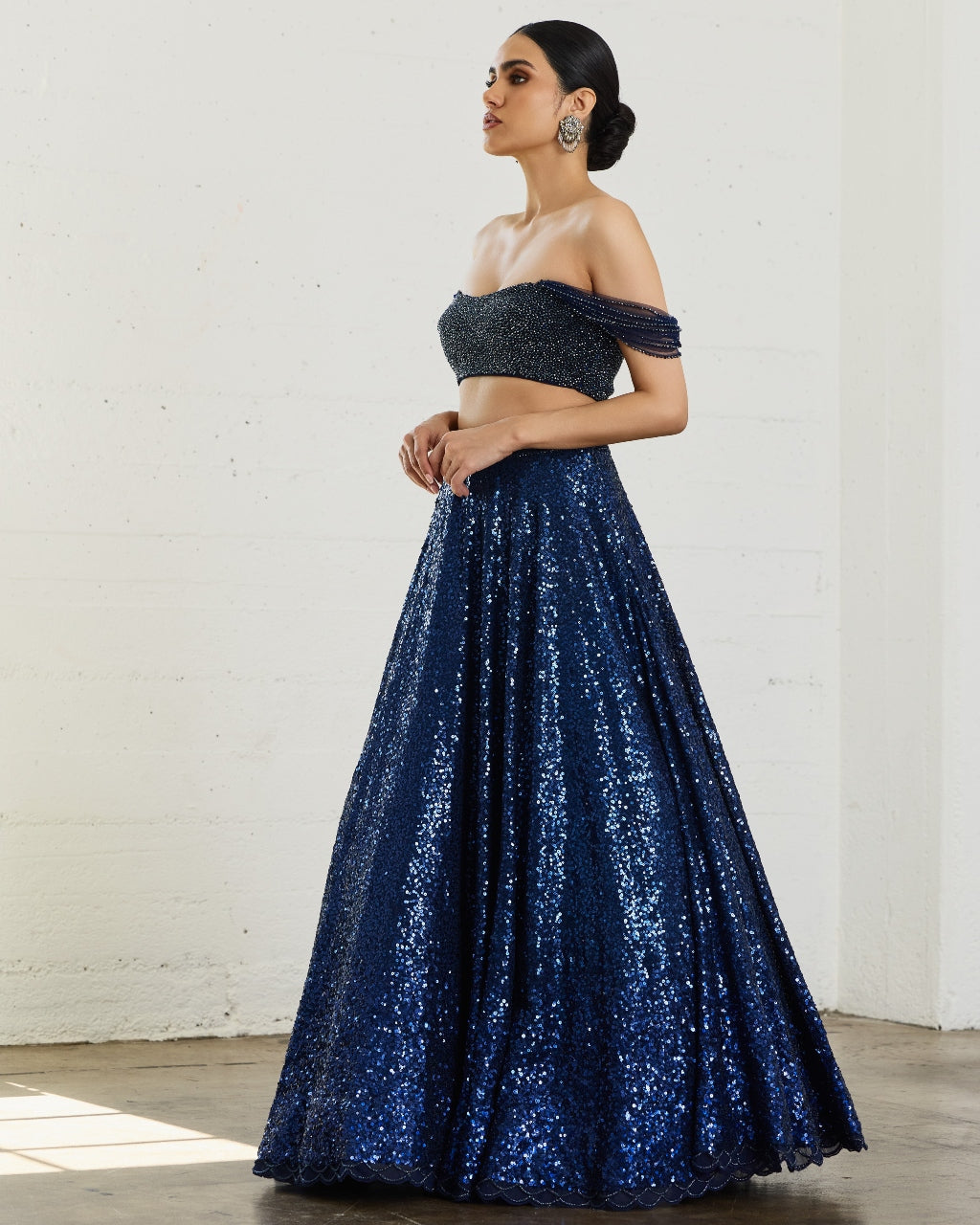 Midnight Blue Sequins Lehenga