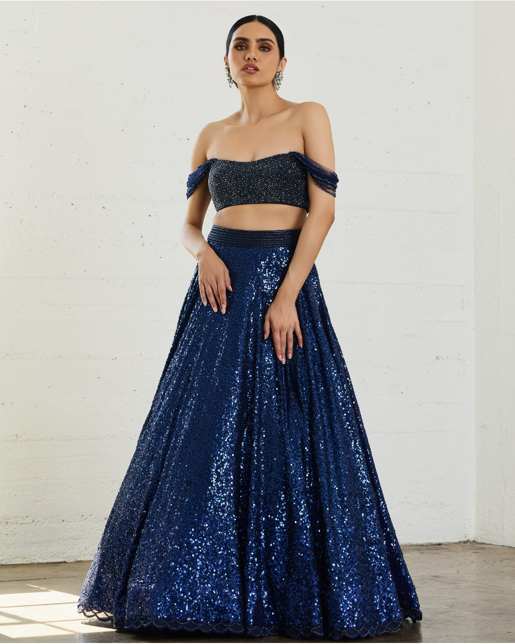 Midnight Blue Sequins Lehenga