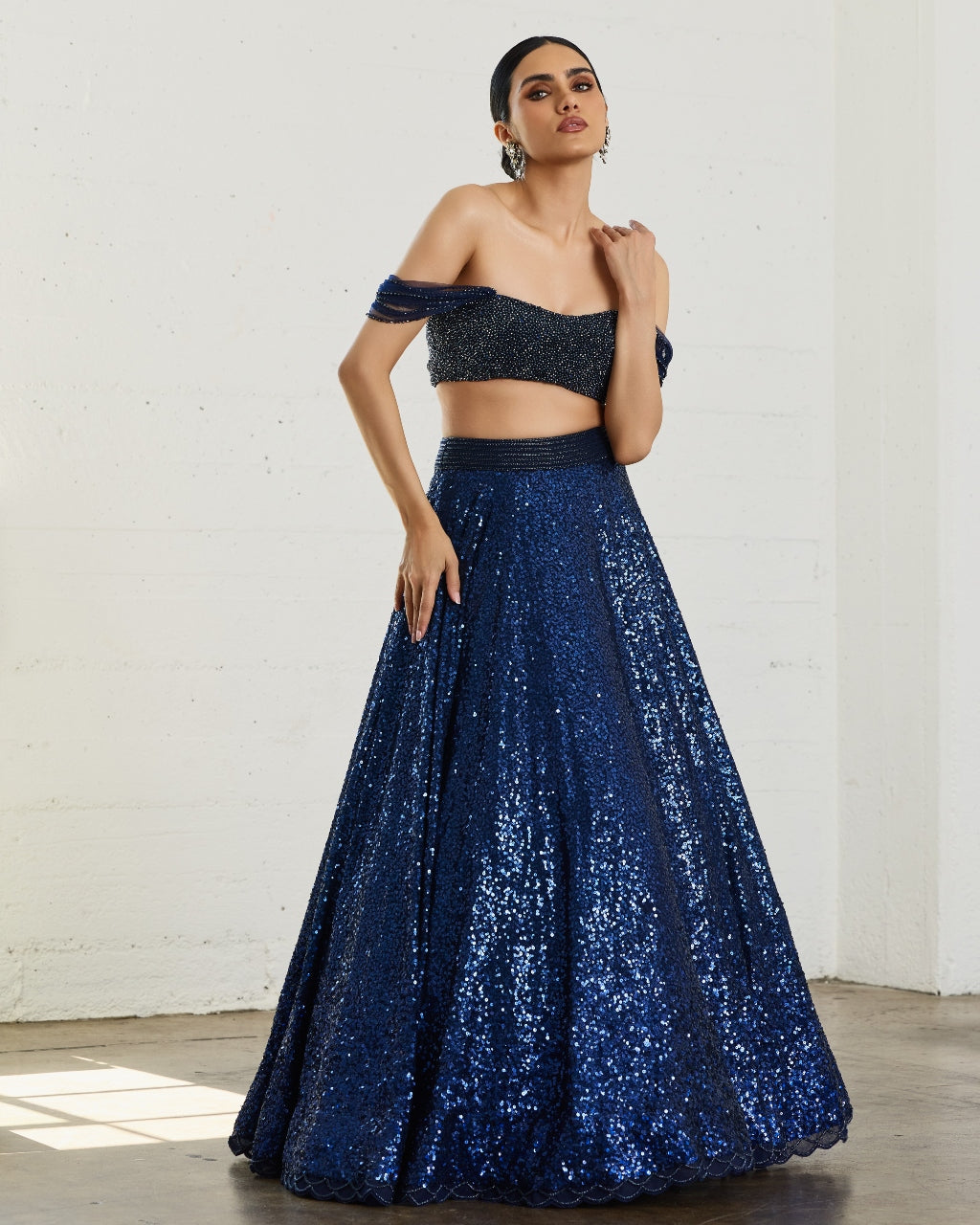 Midnight Blue Sequins Lehenga