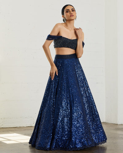 Midnight Blue Sequins Lehenga