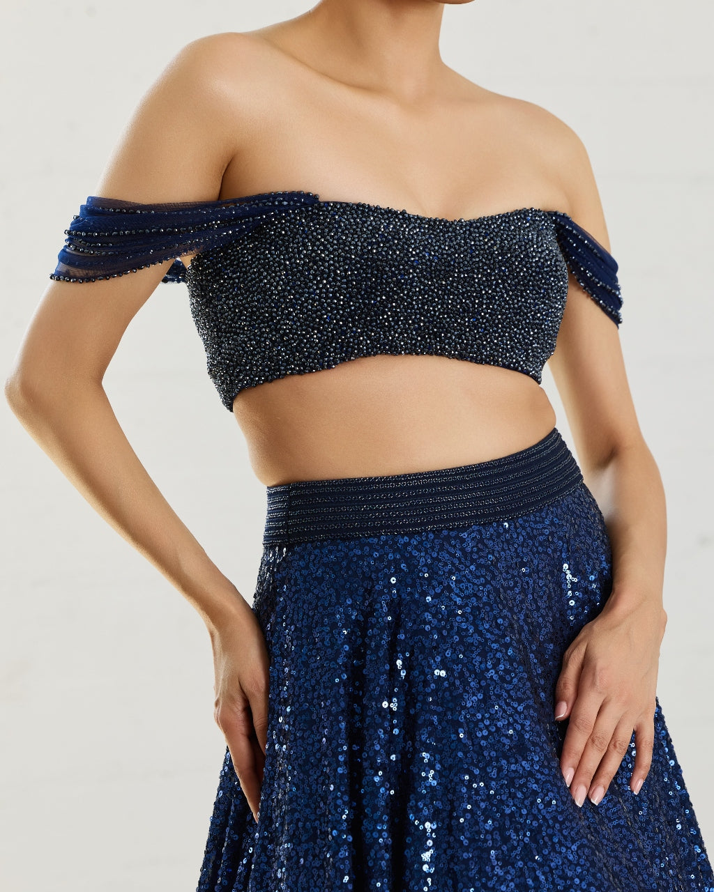 Midnight Blue Sequins Lehenga
