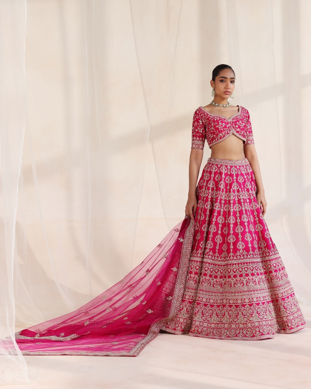 Aarya Fuchsia Embroidered Lehenga Set