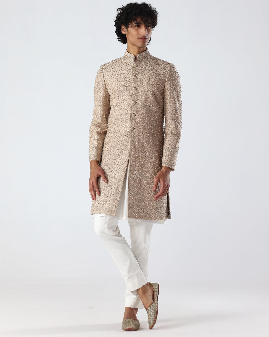 Chevron Embroidery Sherwani Set