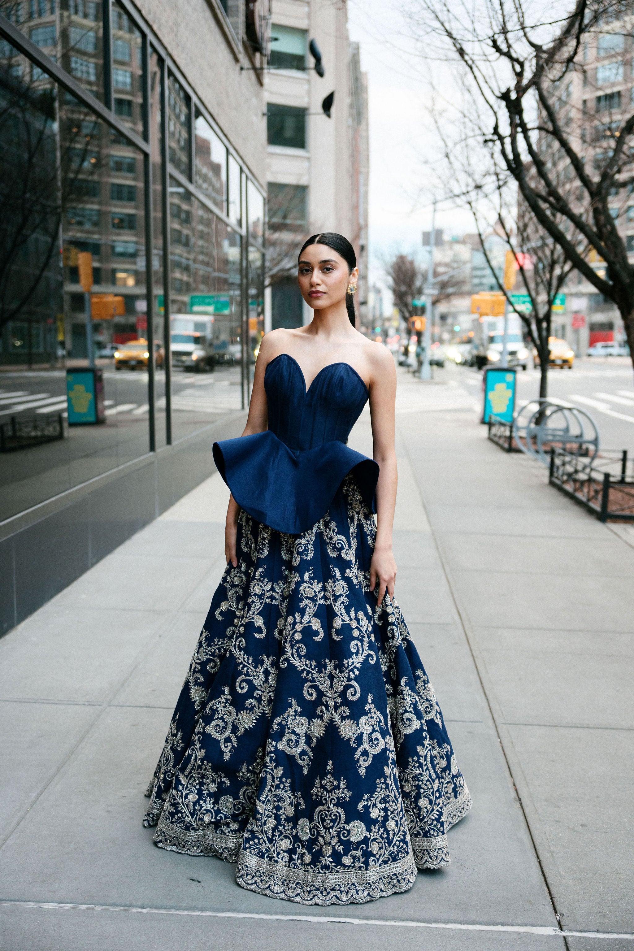Purple Samyukta Peplum Lehenga