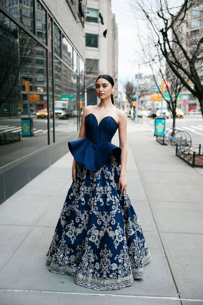 Purple Samyukta Peplum Lehenga