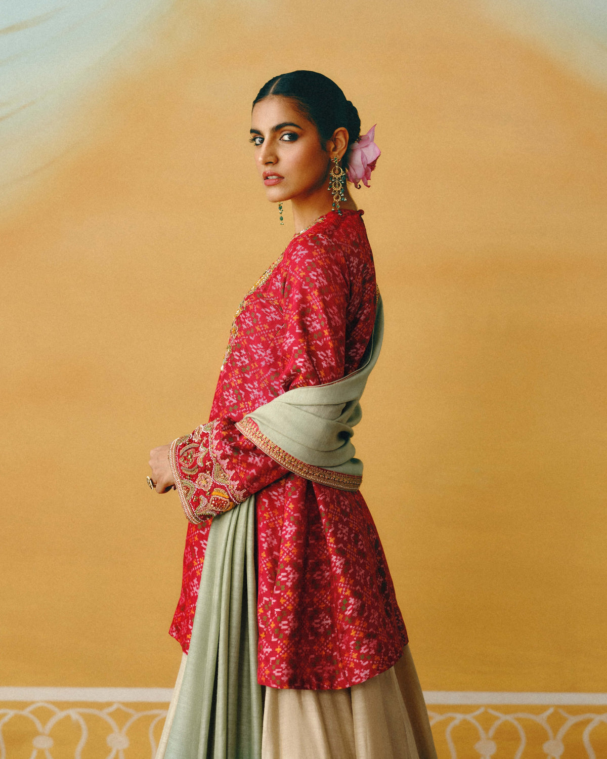 Red Patola Kurta & Sharara Set