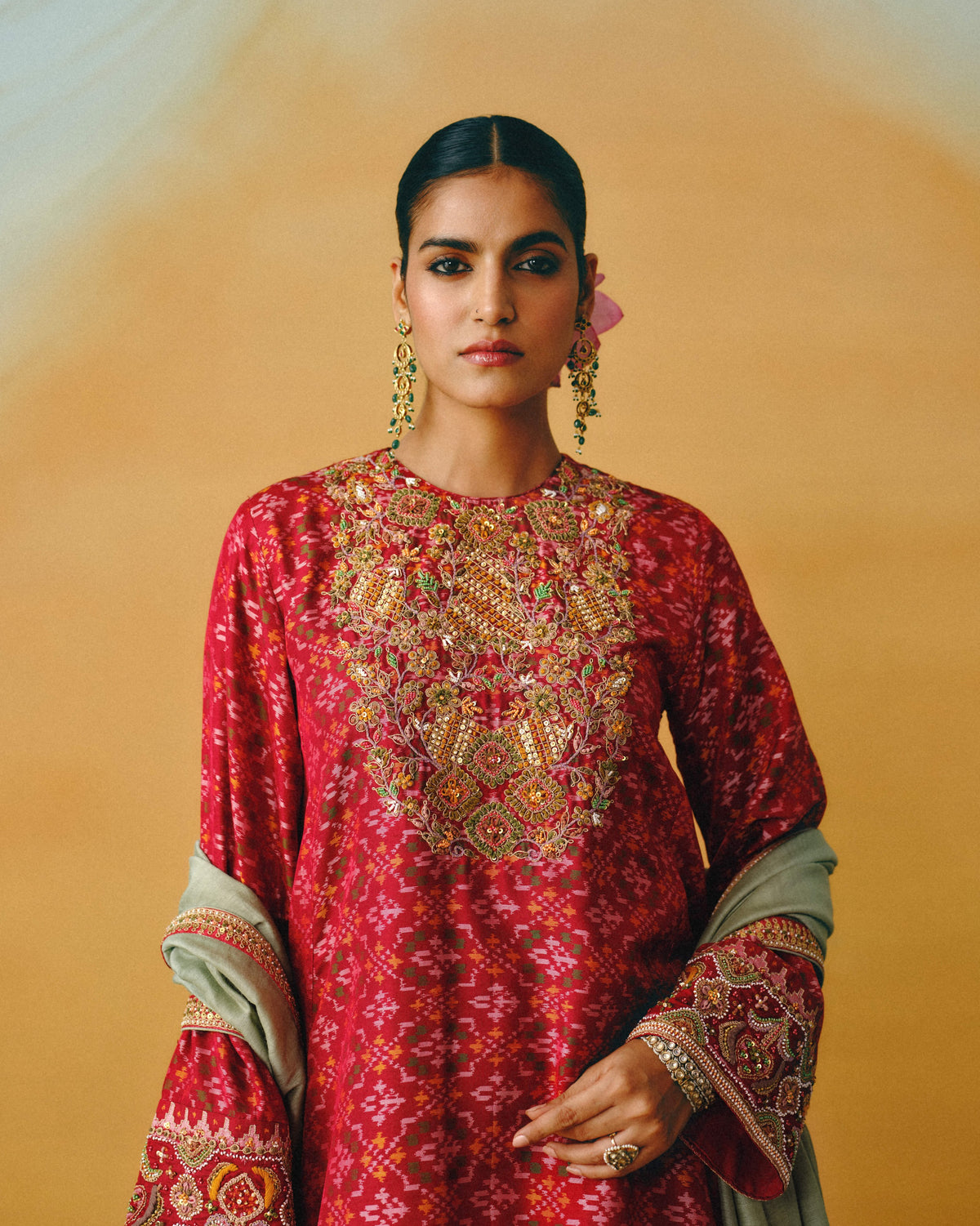 Red Patola Kurta & Sharara Set