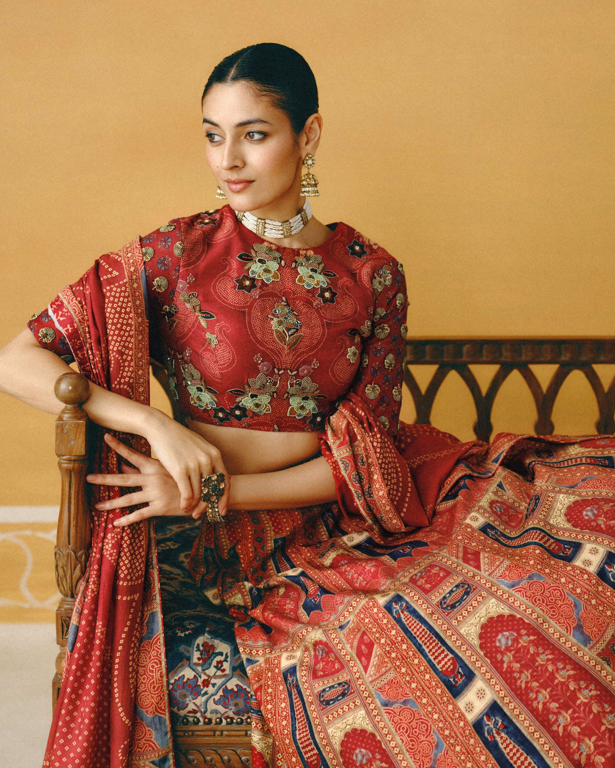 Maroon Naqsh Lehenga Set
