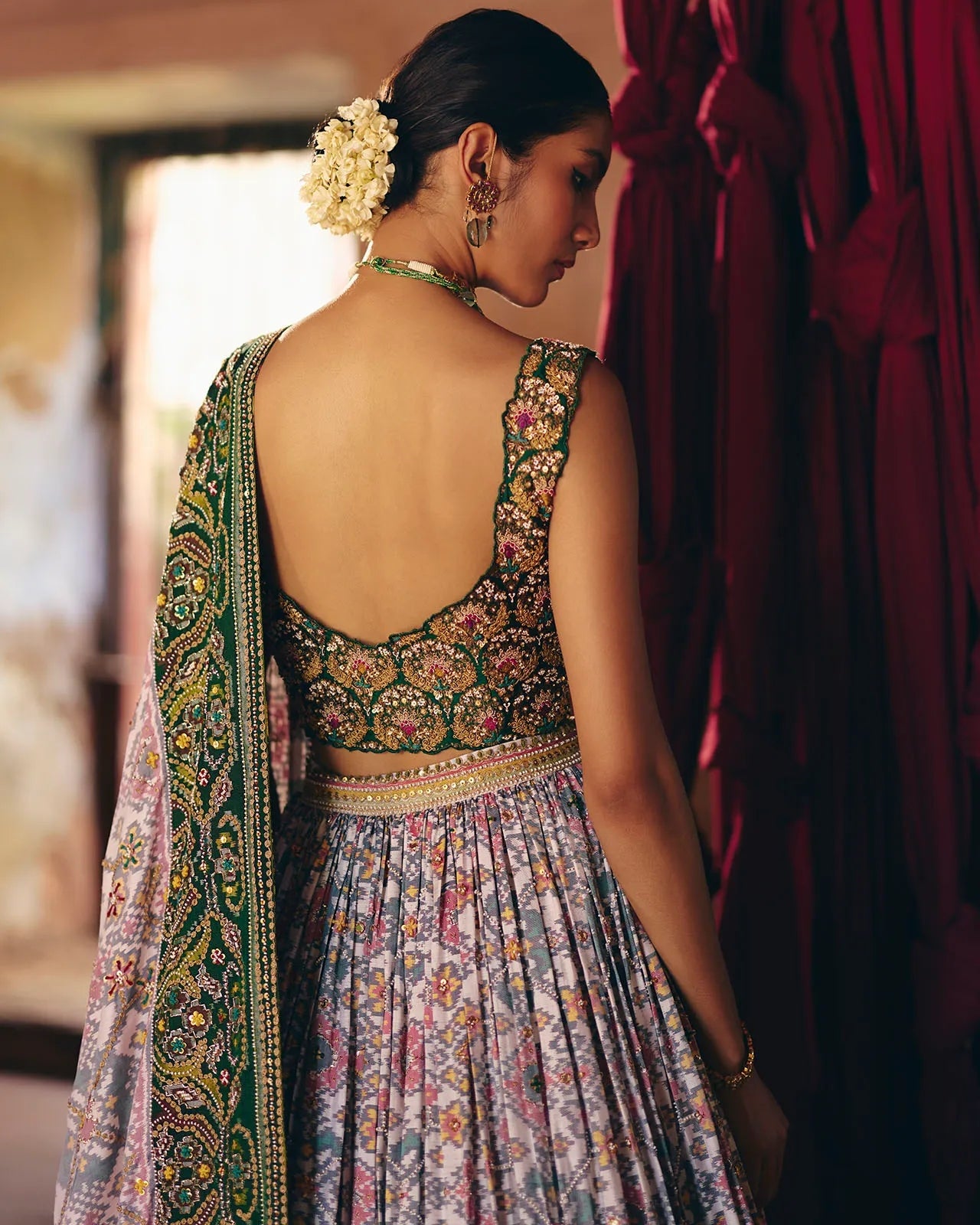 Ivory & Green Patola Lehenga
