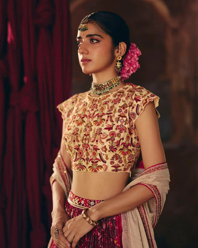 Red & Green Patola Lehenga