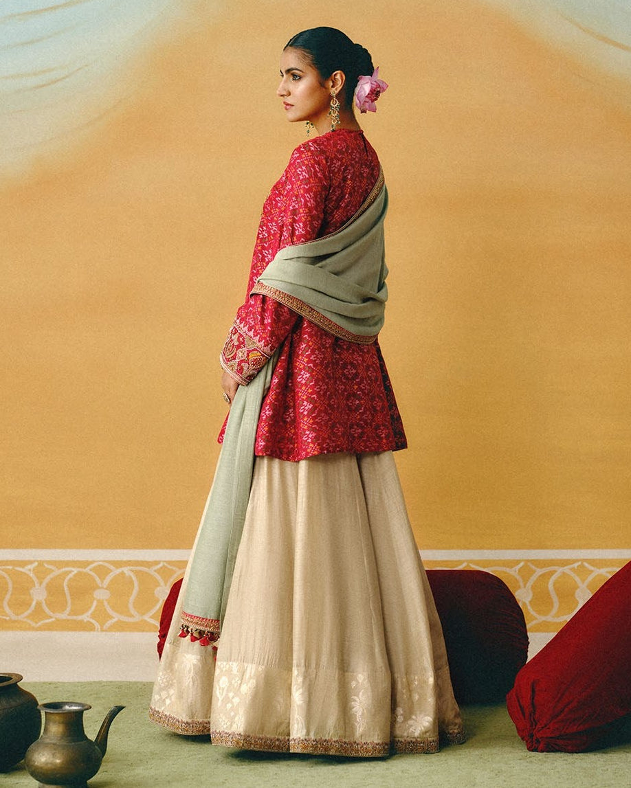 Red Patola Kurta & Sharara Set