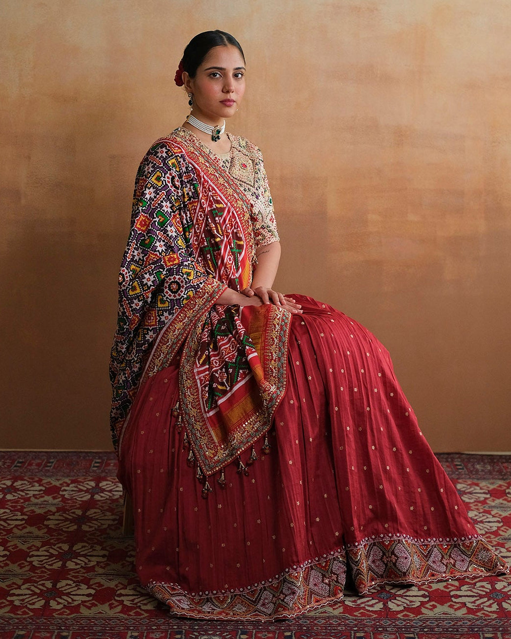 Bandhani Chanderi Lehenga Set