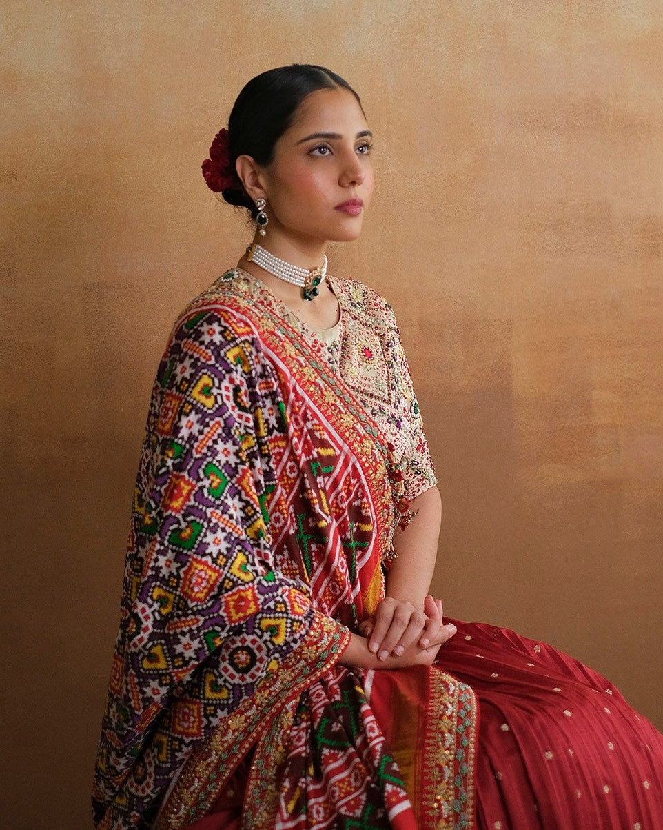Bandhani Chanderi Lehenga Set
