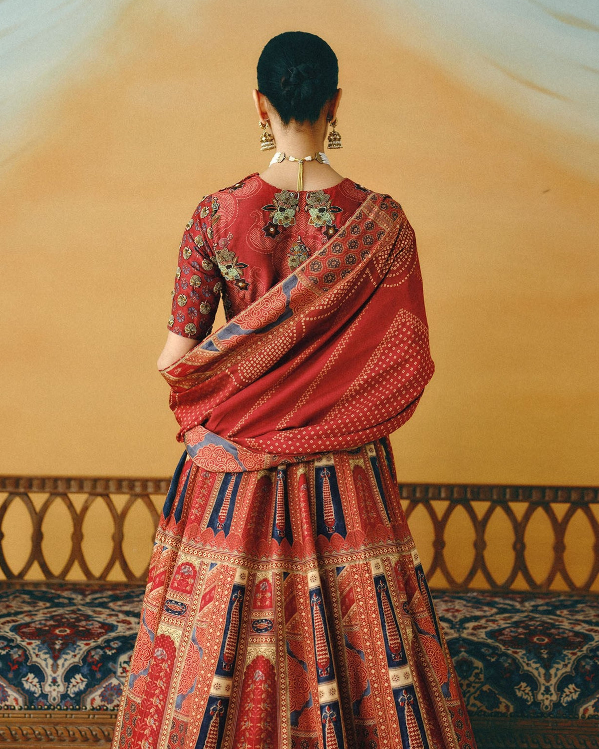 Maroon Naqsh Lehenga Set