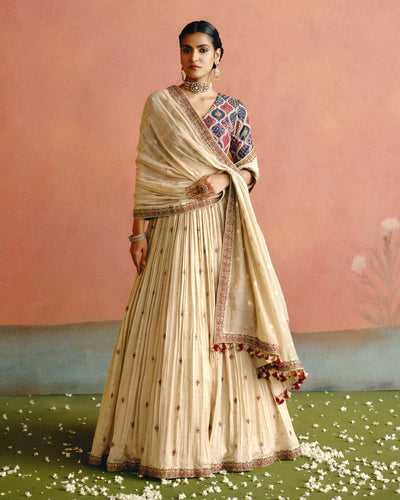 Ivory Ajrakh Lehenga Set