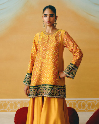 Mustard Yellow Patola Kurta & Sharara