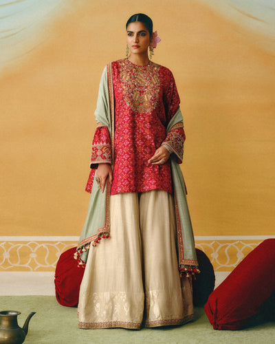 Red Patola Kurta & Sharara Set
