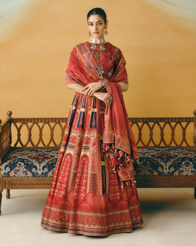 Maroon Naqsh Lehenga Set