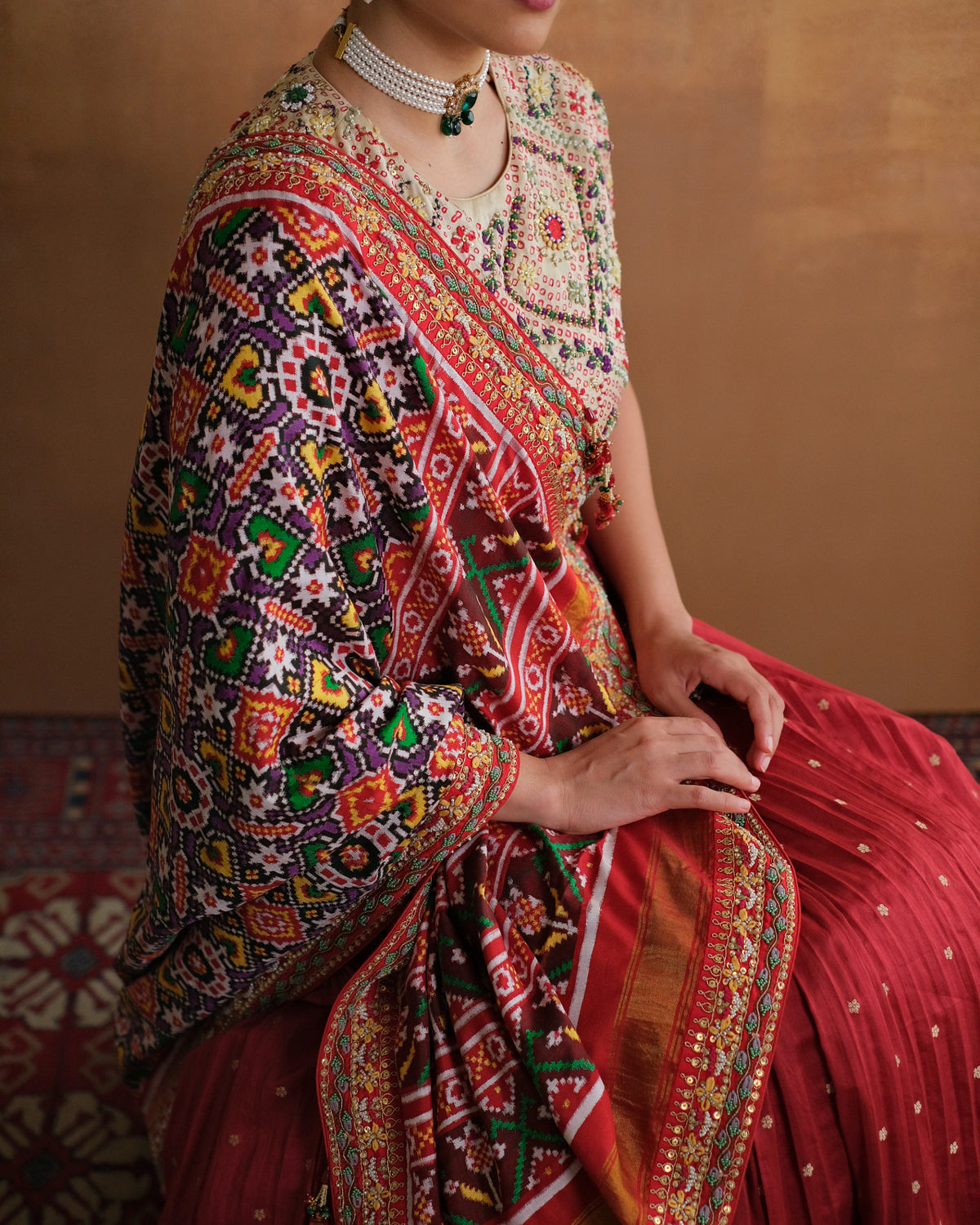 Bandhani Chanderi Lehenga Set