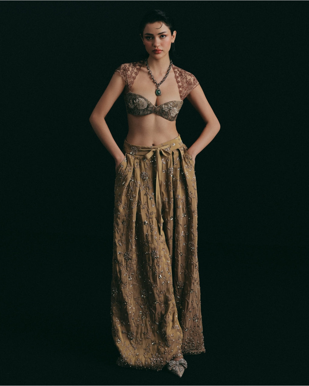 Notes Of Gold, Hints Of Sage Pants Set
