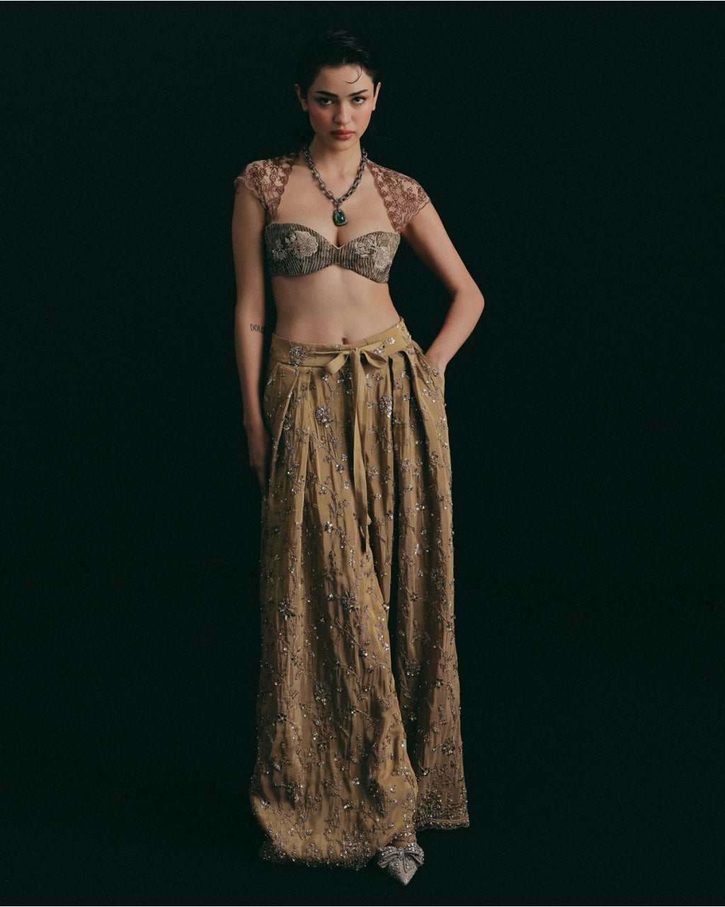 Notes Of Gold, Hints Of Sage Pants Set
