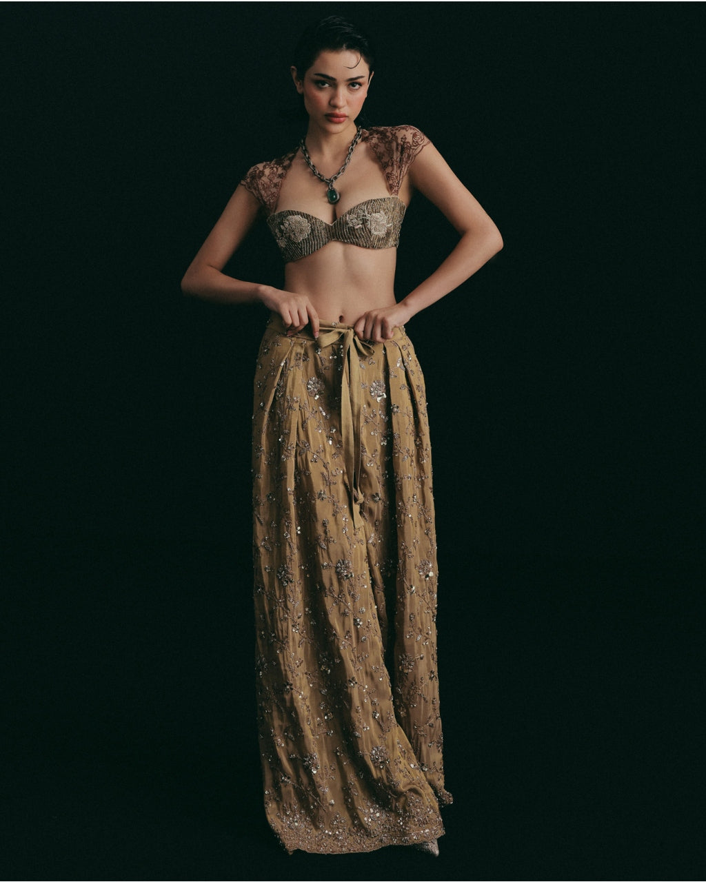 Notes Of Gold, Hints Of Sage Pants Set