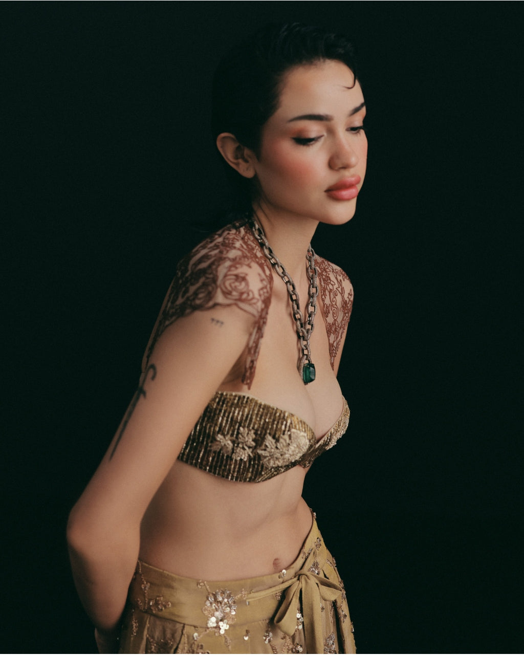 Notes Of Gold, Hints Of Sage Pants Set
