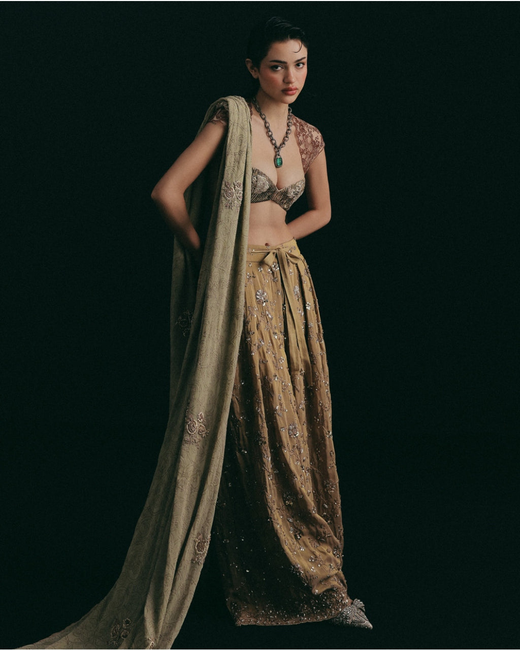Notes Of Gold, Hints Of Sage Pants Set