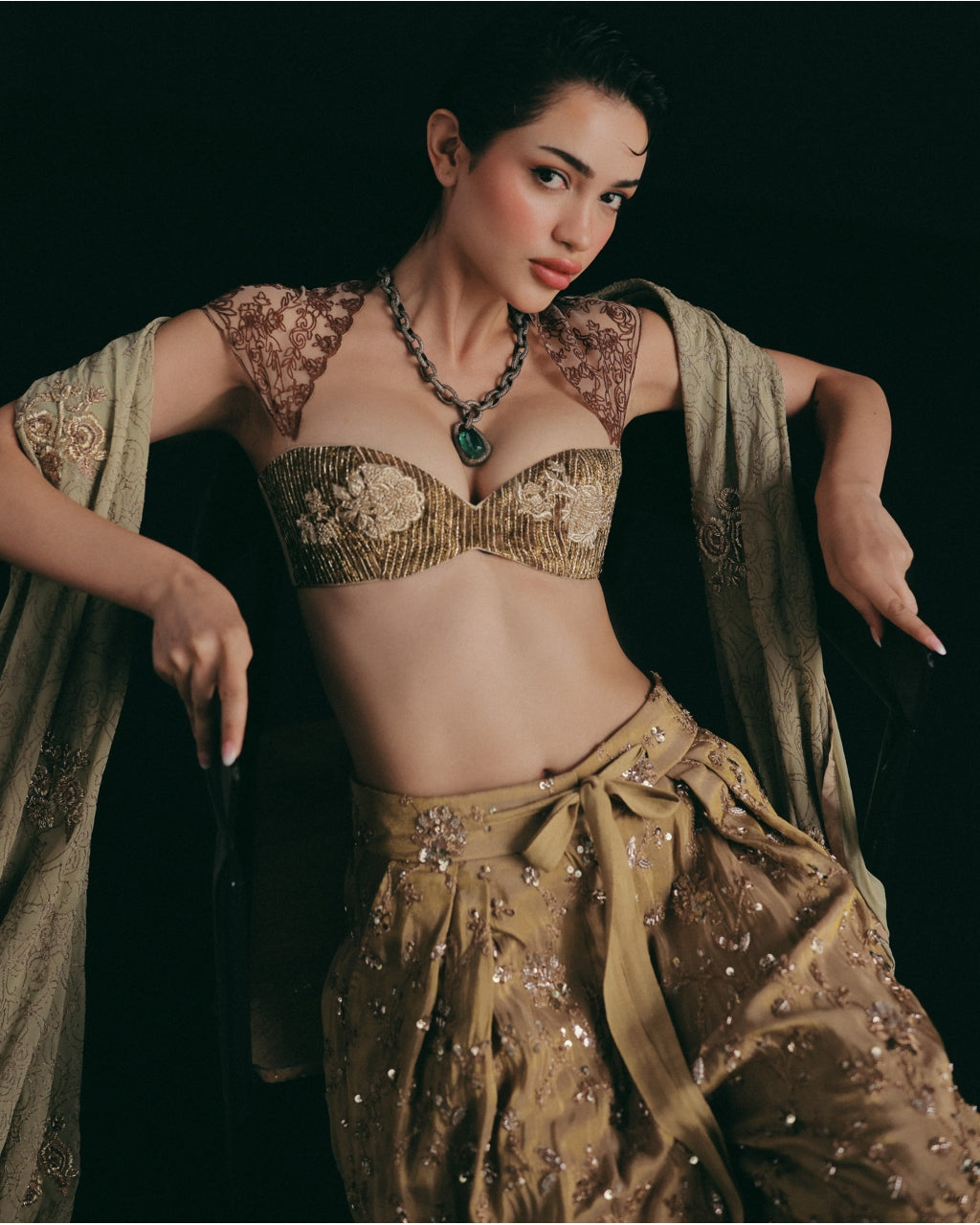 Notes Of Gold, Hints Of Sage Pants Set