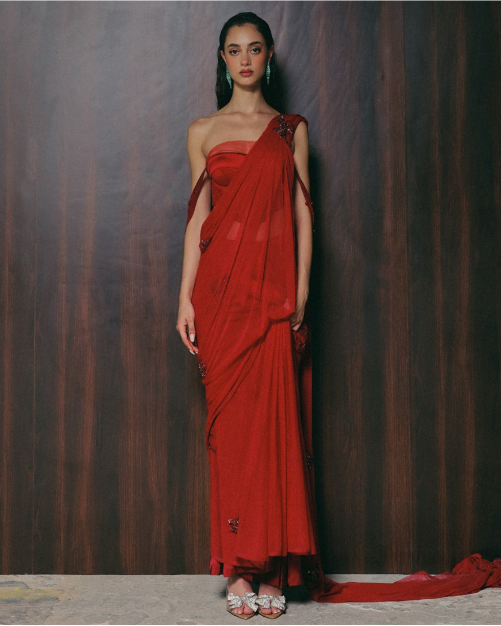 A Roman Red Sari Set