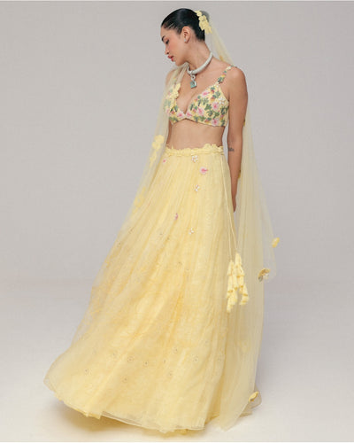 A Yellow Haldi Lehenga Set