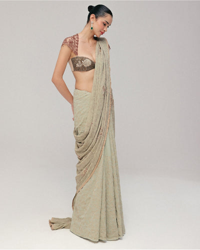 Notes Of Sage, Hints Of Gold Sari