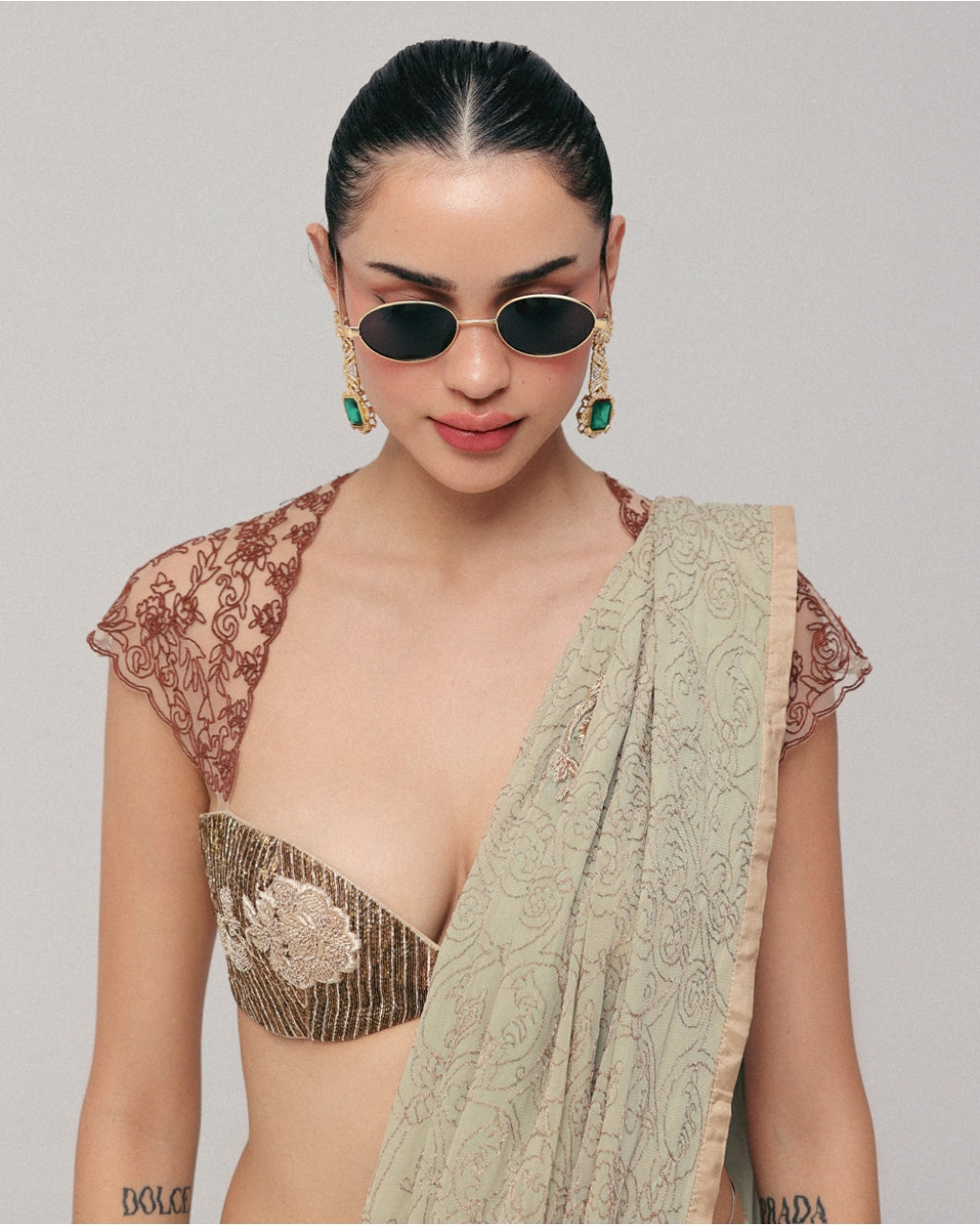 Notes Of Sage, Hints Of Gold Sari